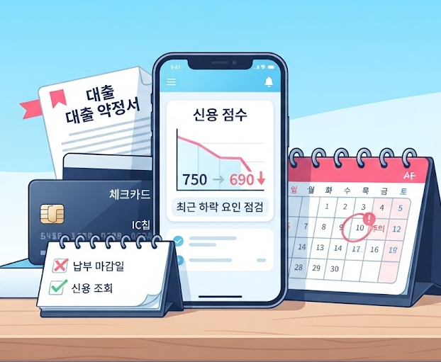 신용점수 갑자기 떨어지는 이유 7가지와 확인 방법
